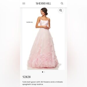 Sherri Hill Light Pink Floral Tulle Gown
